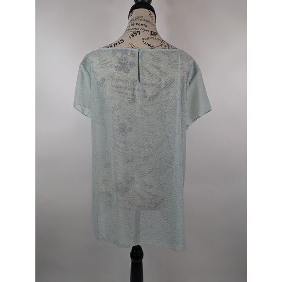 Loft Womens XL Blouse Blue Transparent Lagen Layered Ruffle Coquette Top Shirt - Picture 3 of 10